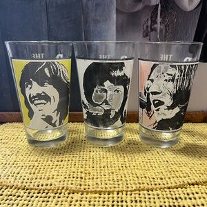 Set of 3 Beatles collectible glasses.